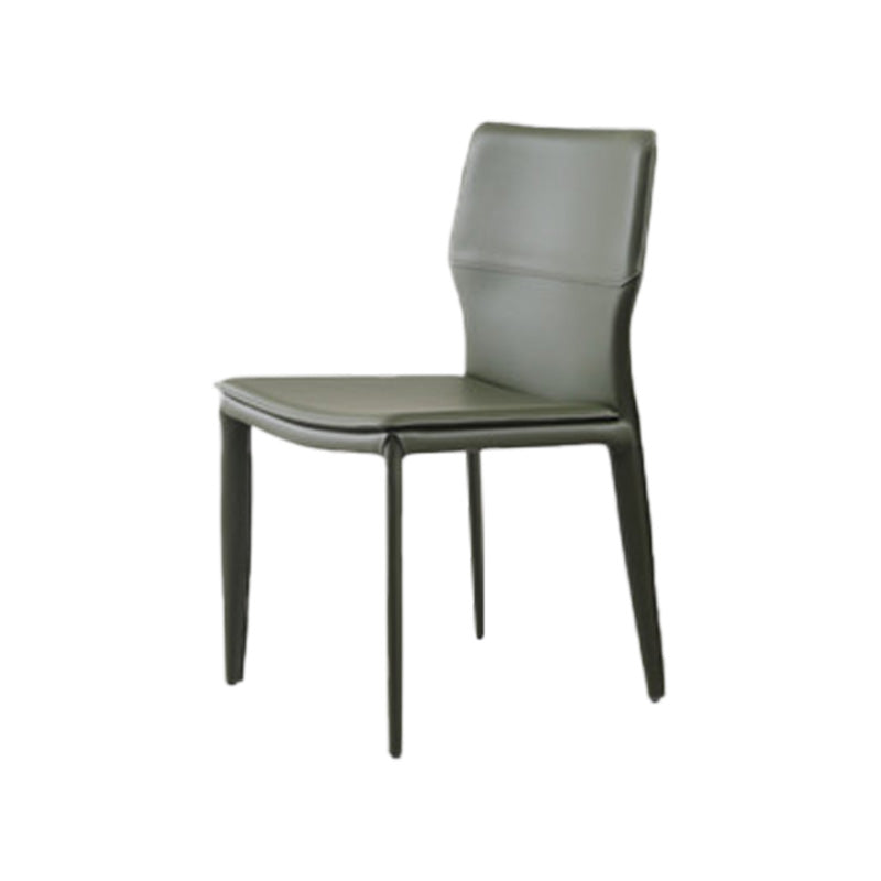 Contemporary Metal Dining Chair Leather Armless Dining Room Chair for Home Use