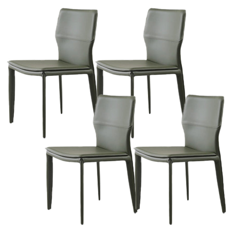 Contemporary Metal Dining Chair Leather Armless Dining Room Chair for Home Use