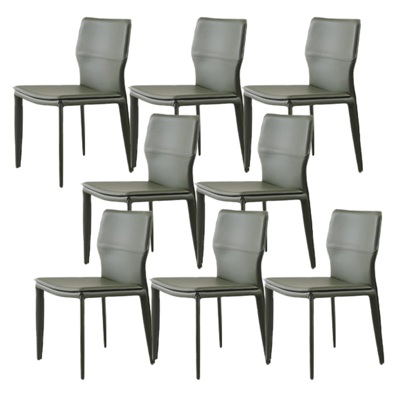 Contemporary Metal Dining Chair Leather Armless Dining Room Chair for Home Use