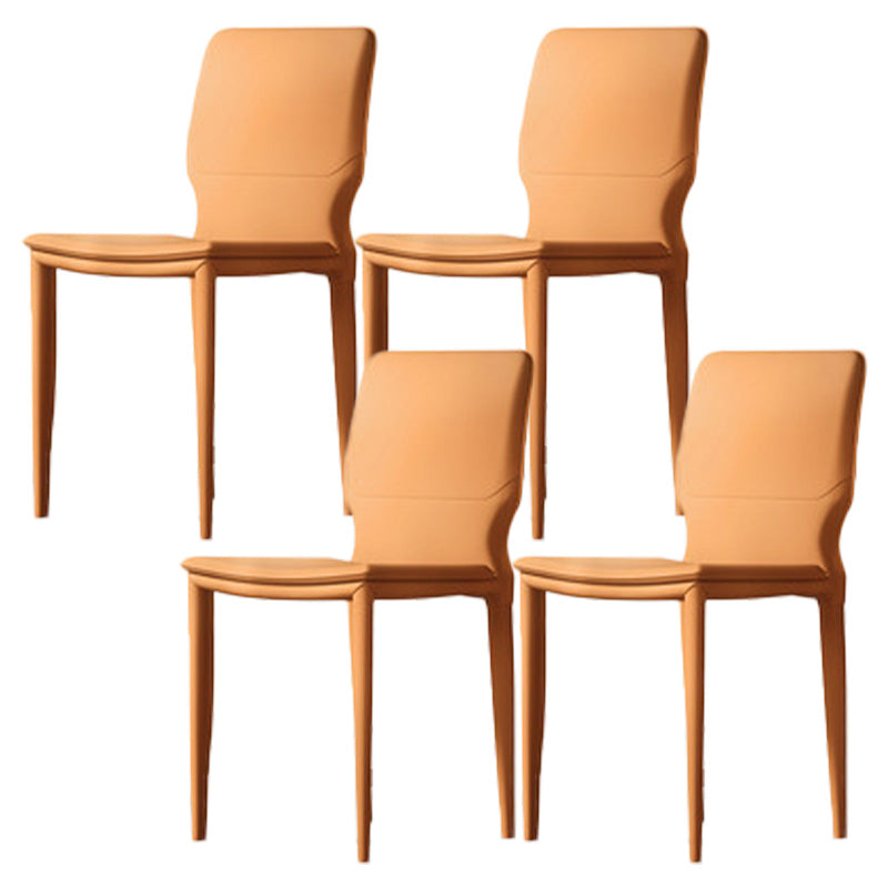Contemporary Metal Dining Chair Leather Armless Dining Room Chair for Home Use
