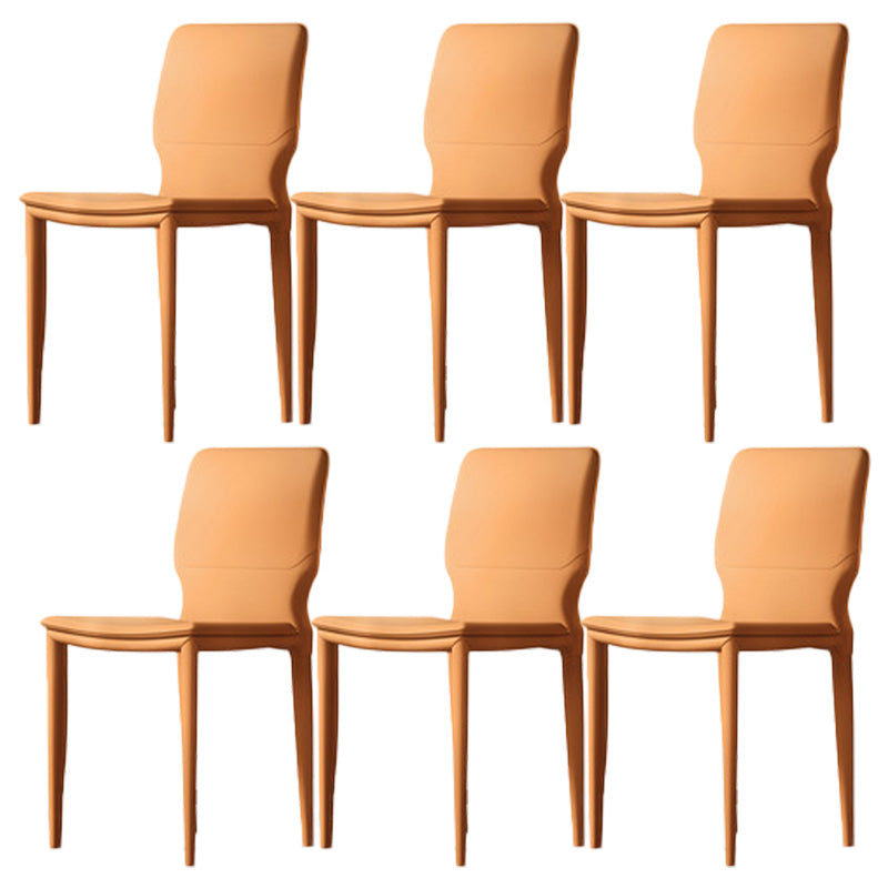 Contemporary Metal Dining Chair Leather Armless Dining Room Chair for Home Use
