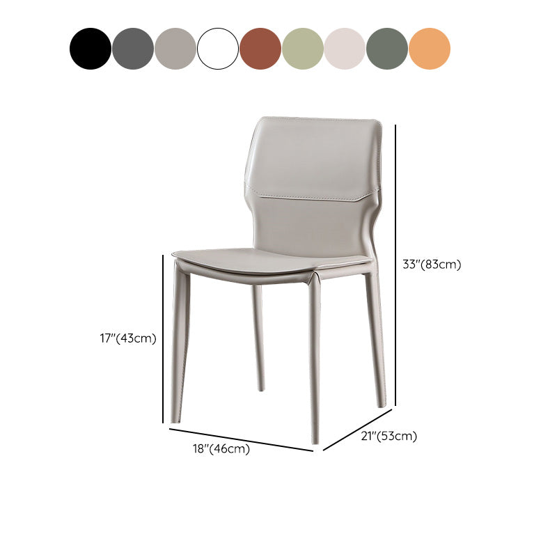 Contemporary Metal Dining Chair Leather Armless Dining Room Chair for Home Use
