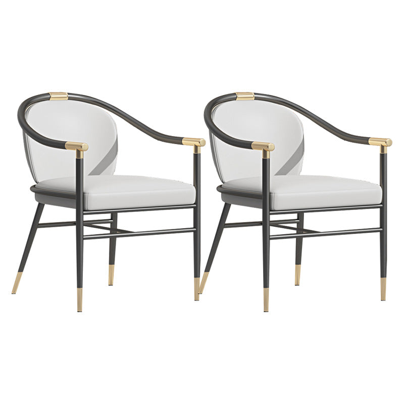 Contemporary Metal Dining Room Chair Arm Upholstered Side Chairs for Home Use