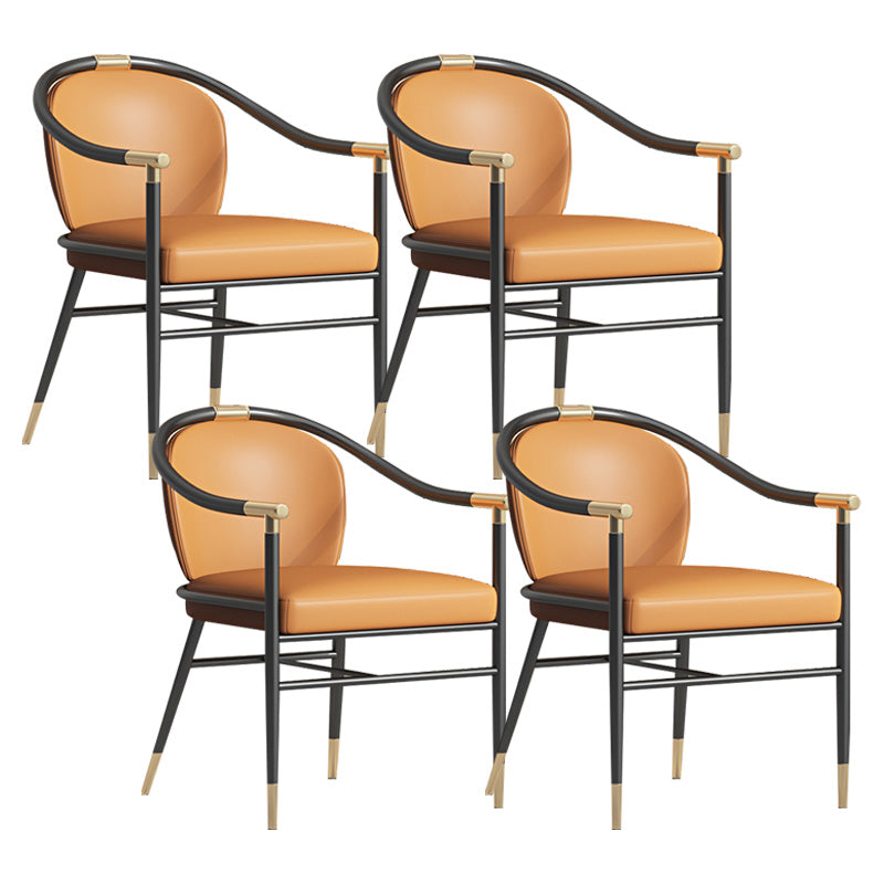 Contemporary Metal Dining Room Chair Arm Upholstered Side Chairs for Home Use