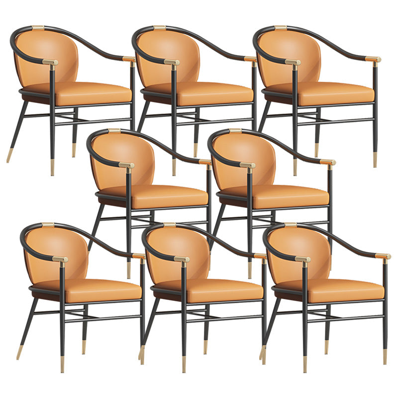 Contemporary Metal Dining Room Chair Arm Upholstered Side Chairs for Home Use