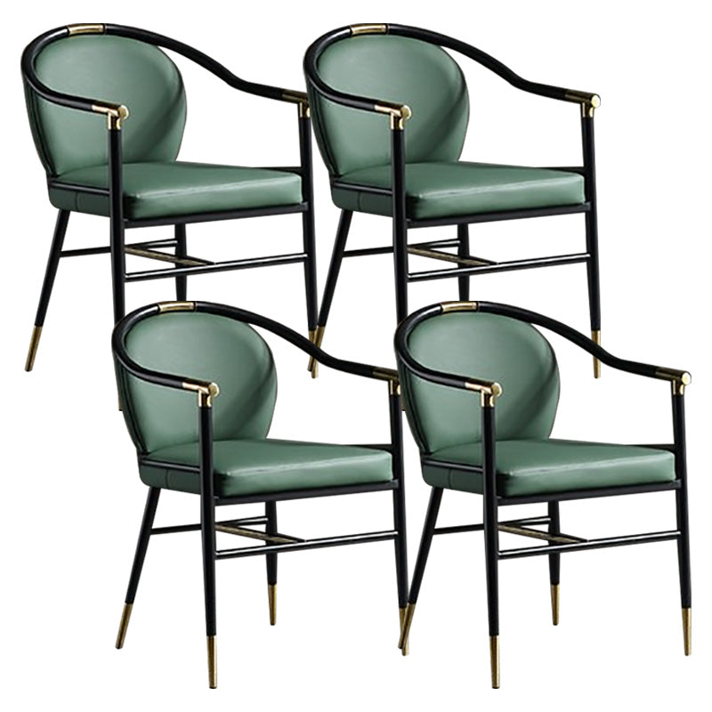 Contemporary Metal Dining Room Chair Arm Upholstered Side Chairs for Home Use