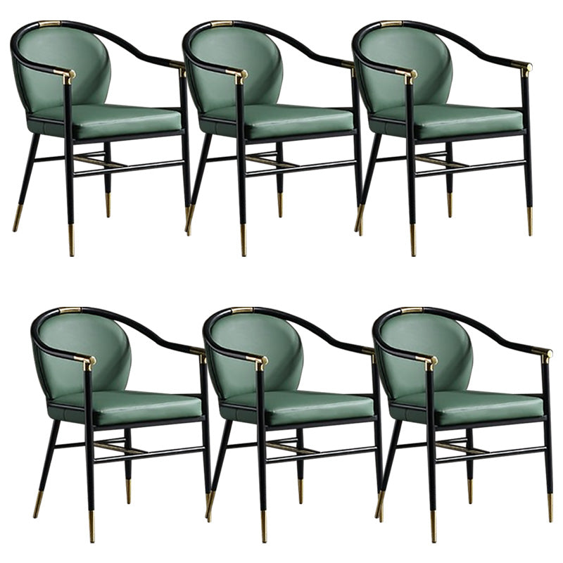 Contemporary Metal Dining Room Chair Arm Upholstered Side Chairs for Home Use