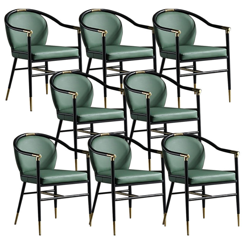 Contemporary Metal Dining Room Chair Arm Upholstered Side Chairs for Home Use