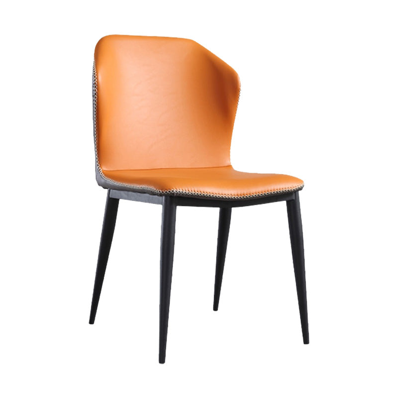 Industrial Metal Dining Armless Chair Faux Leather Dining Chairs for Restaurant Use