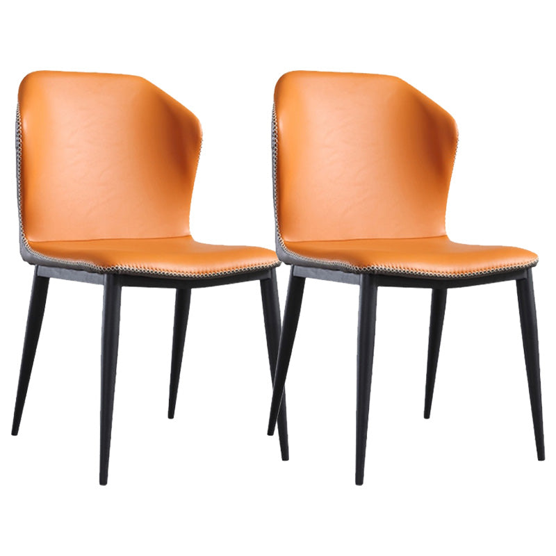 Industrial Metal Dining Armless Chair Faux Leather Dining Chairs for Restaurant Use