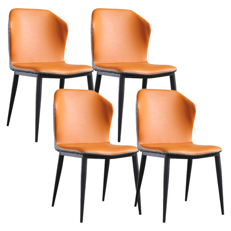 Industrial Metal Dining Armless Chair Faux Leather Dining Chairs for Restaurant Use