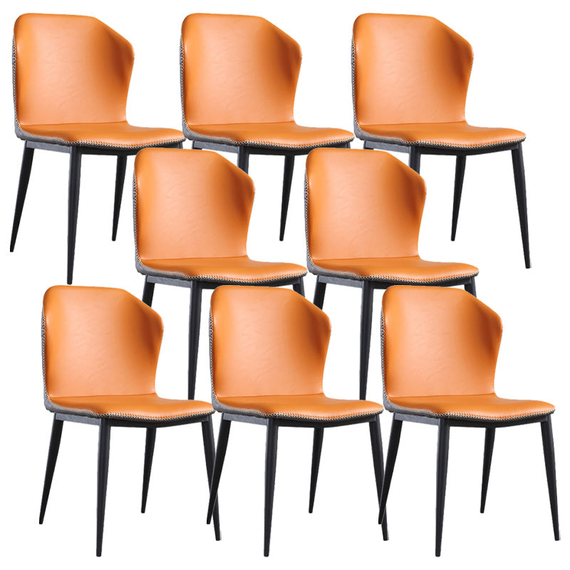 Industrial Metal Dining Armless Chair Faux Leather Dining Chairs for Restaurant Use