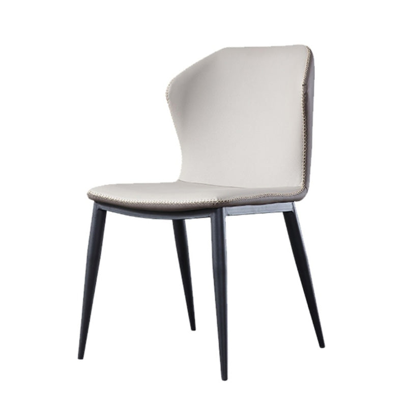 Industrial Metal Dining Armless Chair Faux Leather Dining Chairs for Restaurant Use