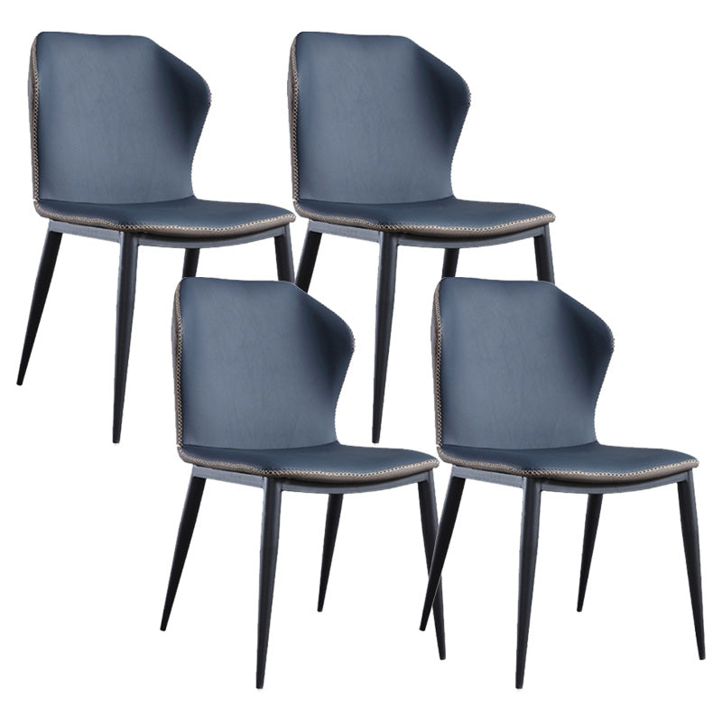 Industrial Metal Dining Armless Chair Faux Leather Dining Chairs for Restaurant Use