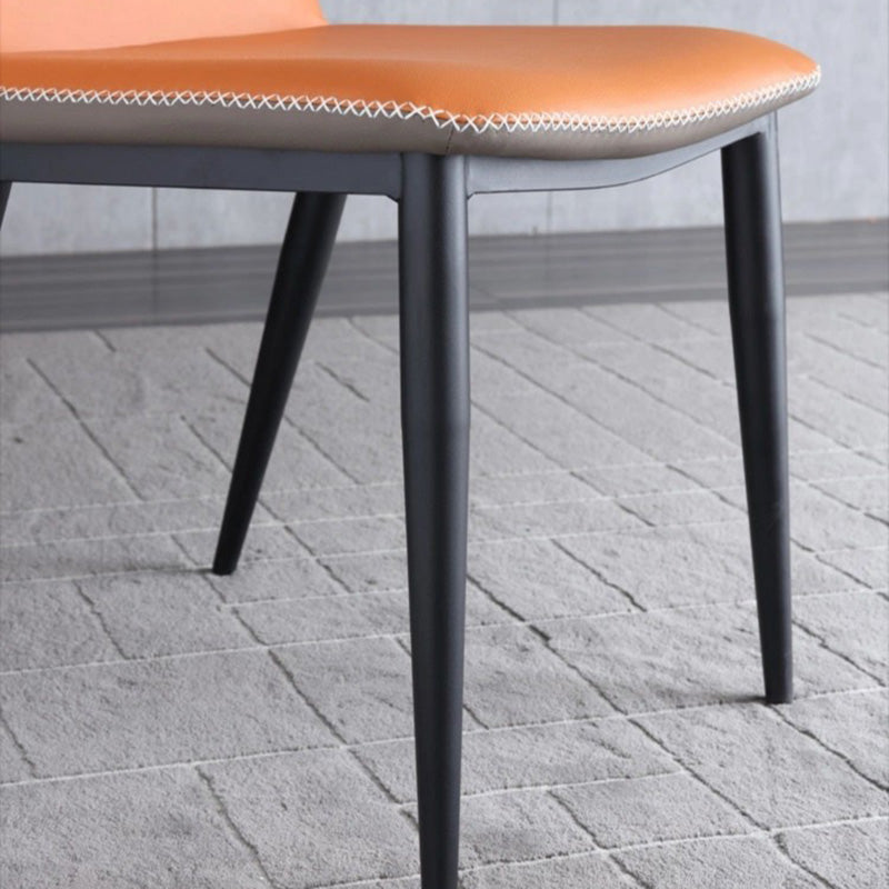 Industrial Metal Dining Armless Chair Faux Leather Dining Chairs for Restaurant Use