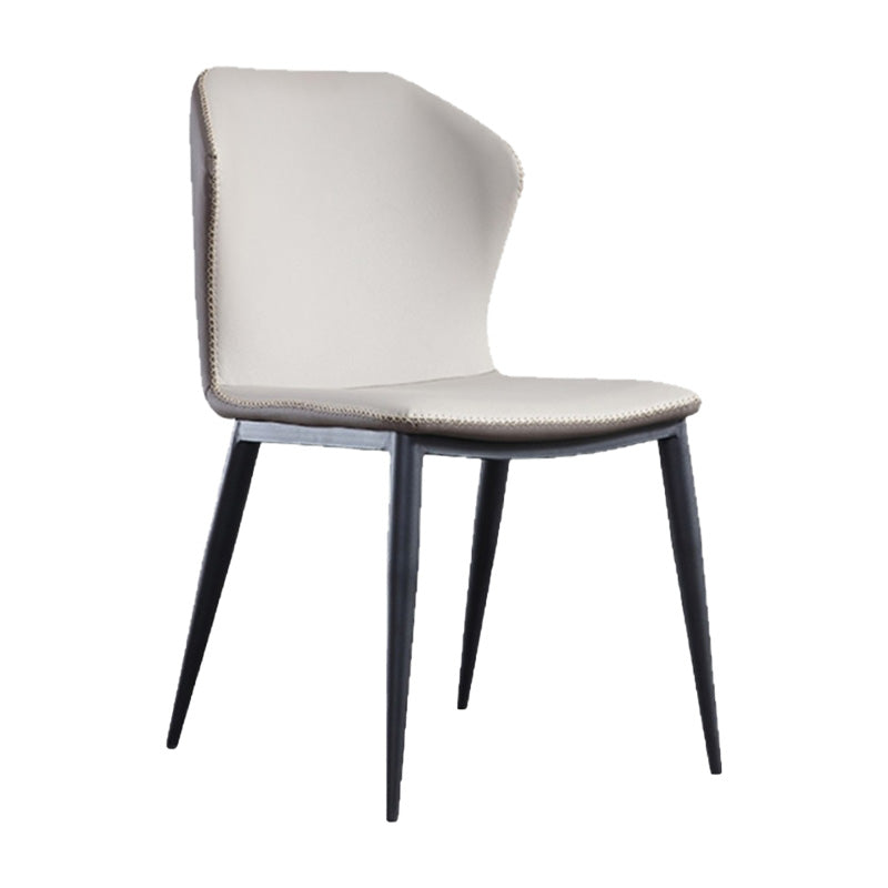 Industrial Metal Dining Armless Chair Faux Leather Dining Chairs for Restaurant Use