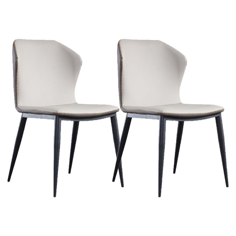 Industrial Metal Dining Armless Chair Faux Leather Dining Chairs for Restaurant Use