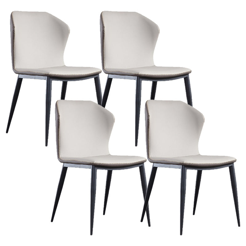 Industrial Metal Dining Armless Chair Faux Leather Dining Chairs for Restaurant Use