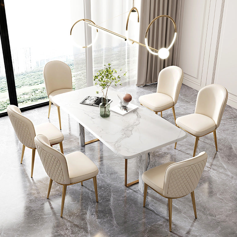 Glam Faux Leather Dining Chair Upholstered Armless Dining Chairs for Restaurant Use