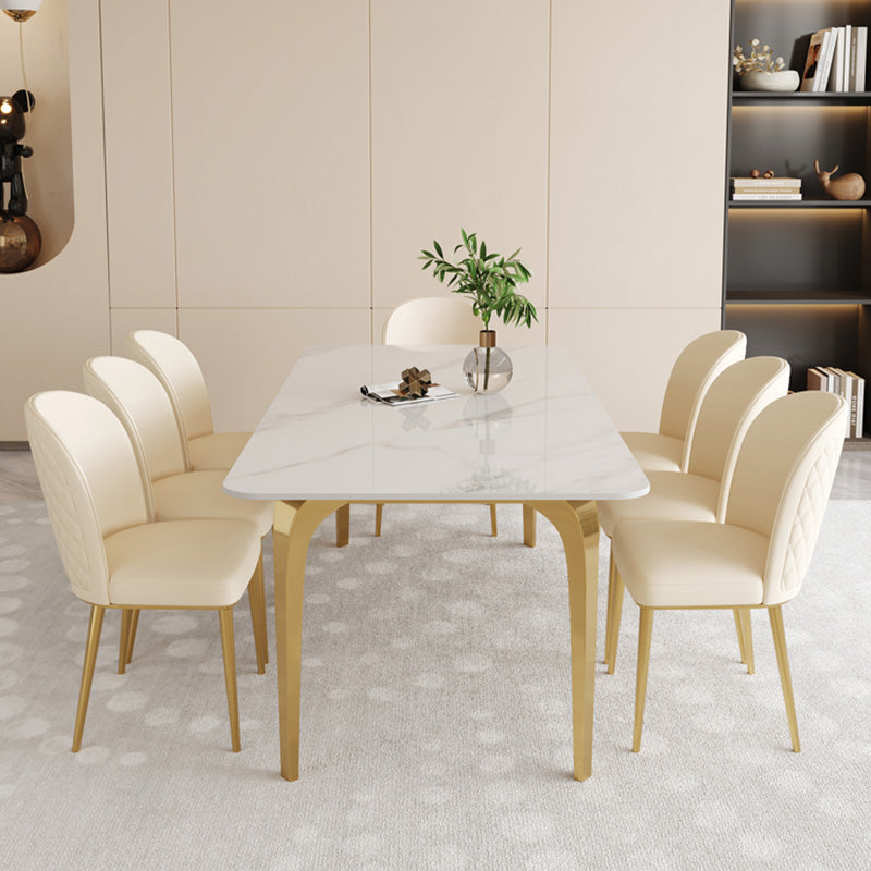 Glam Faux Leather Dining Chair Upholstered Armless Dining Chairs for Restaurant Use