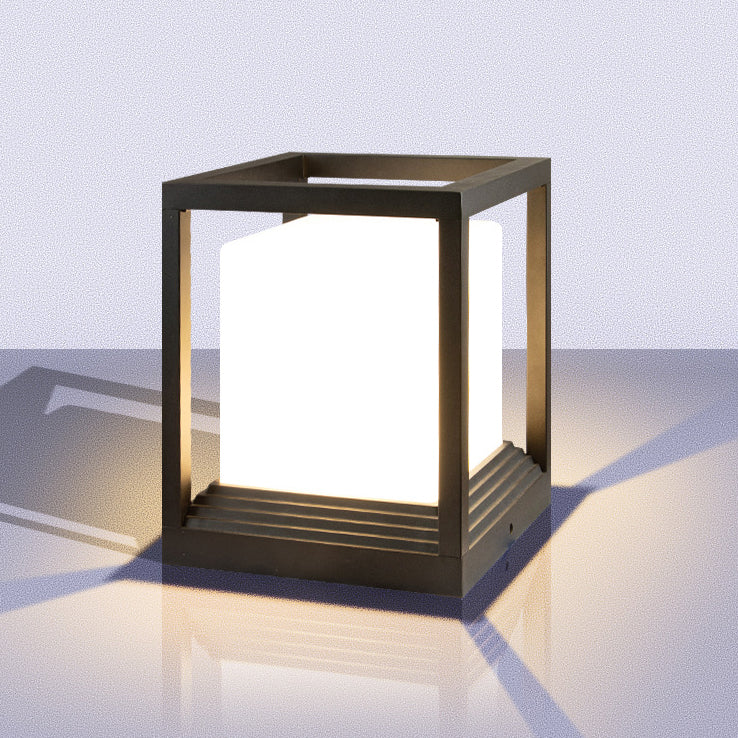 Rectangular Outdoor Lights Black Aluminum Pillar Lamp with Acrylic Shade for Garden