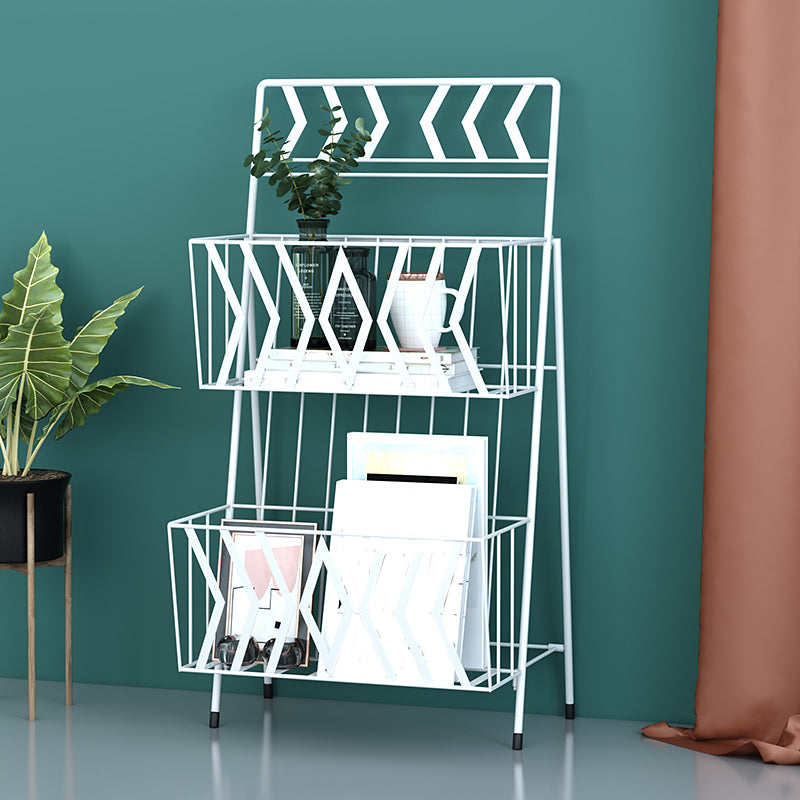 Contemporary Bookshelf Metal Vertical Shelf Bookcase for Living Room