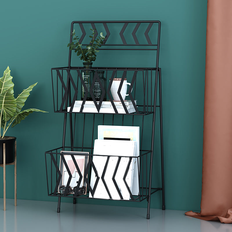 Contemporary Bookshelf Metal Vertical Shelf Bookcase for Living Room