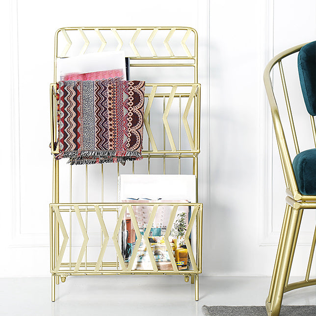 Contemporary Bookshelf Metal Vertical Shelf Bookcase for Living Room