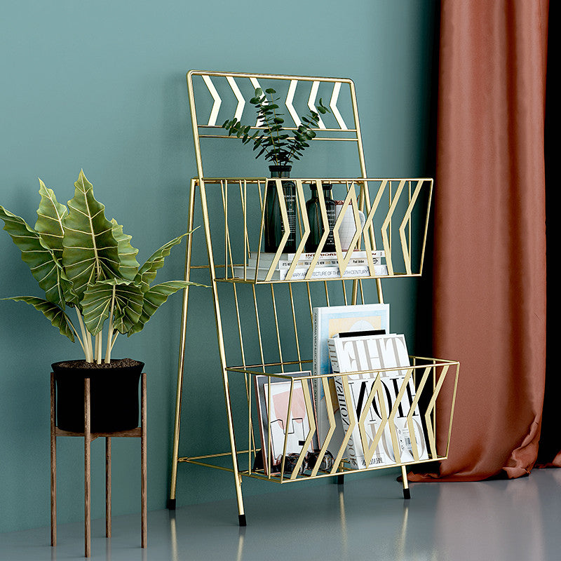 Contemporary Bookshelf Metal Vertical Shelf Bookcase for Living Room