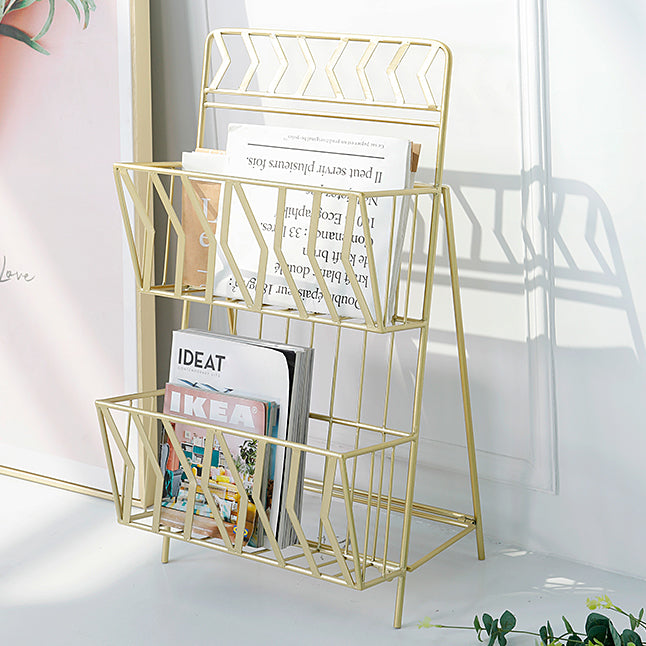 Contemporary Bookshelf Metal Vertical Shelf Bookcase for Living Room