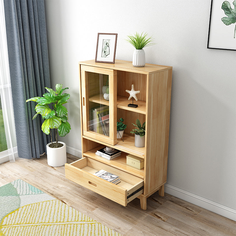 Wooden Modern Bookcase Standard Natural Closed Back Bookshelf with Shelves