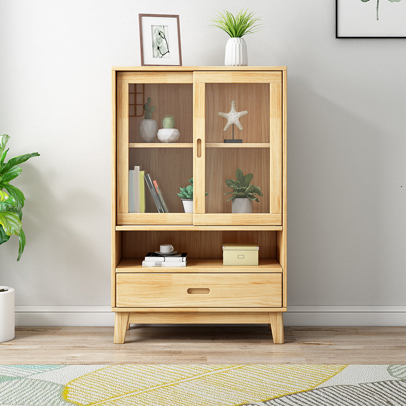 Wooden Modern Bookcase Standard Natural Closed Back Bookshelf with Shelves