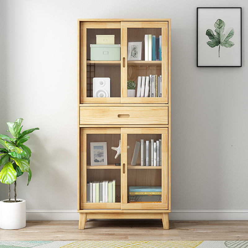 Wooden Modern Bookcase Standard Natural Closed Back Bookshelf with Shelves