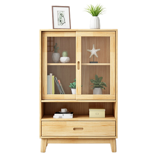 Wooden Modern Bookcase Standard Natural Closed Back Bookshelf with Shelves