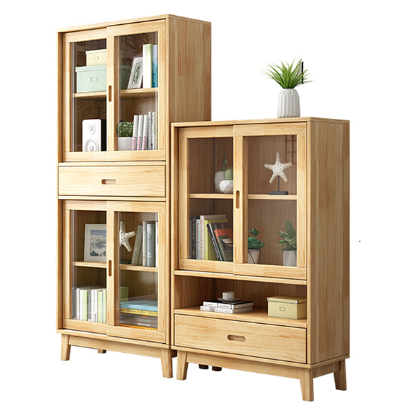 Wooden Modern Bookcase Standard Natural Closed Back Bookshelf with Shelves