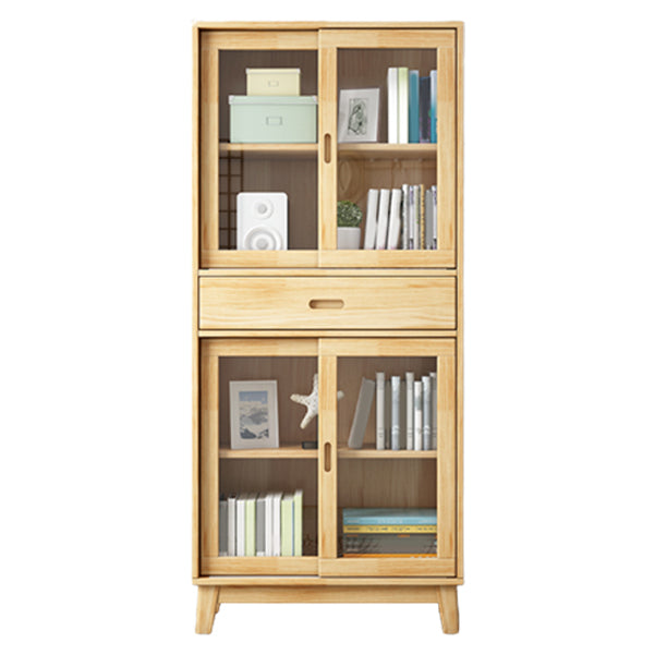 Wooden Modern Bookcase Standard Natural Closed Back Bookshelf with Shelves