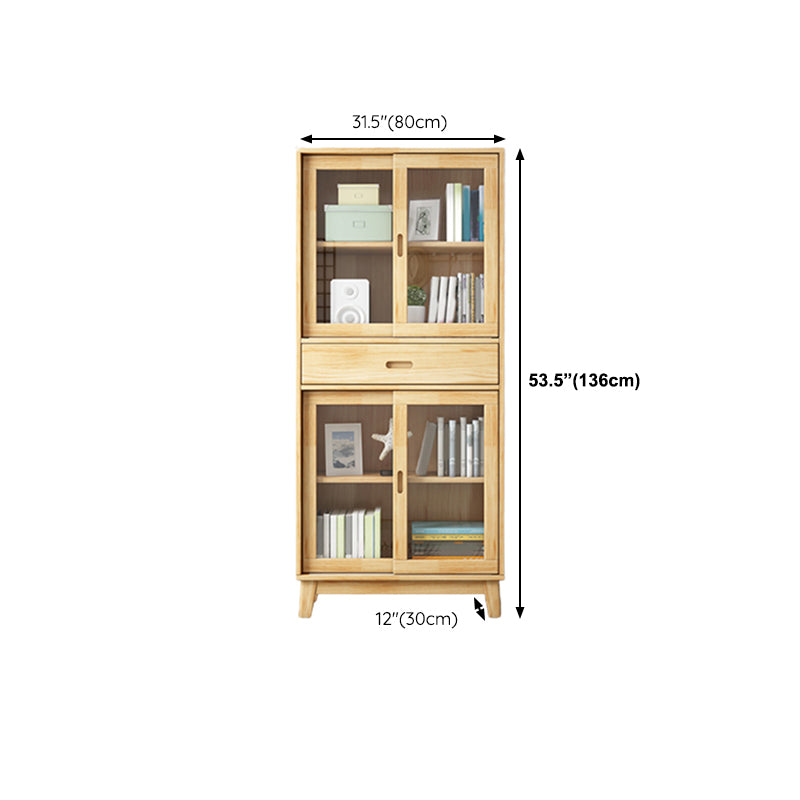 Wooden Modern Bookcase Standard Natural Closed Back Bookshelf with Shelves