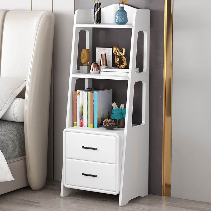 Ladder Bookcase Contemporary Wooden 2 Shelves Bookshelf with Drawers