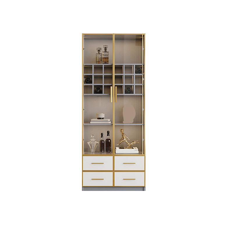 Glam Vertical Standard Bookshelf Manufactured Wood Bookcase with Glass Door