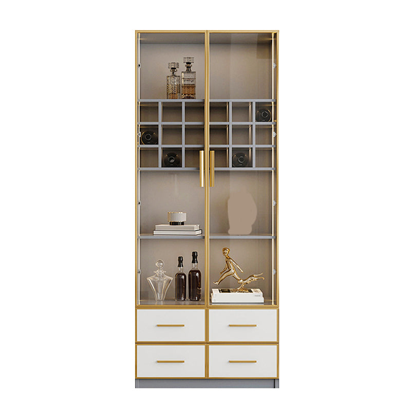 Glam Vertical Standard Bookshelf Manufactured Wood Bookcase with Glass Door