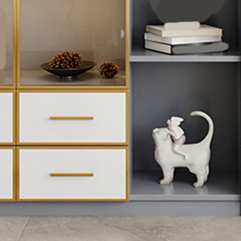 Glam Vertical Standard Bookshelf Manufactured Wood Bookcase with Glass Door