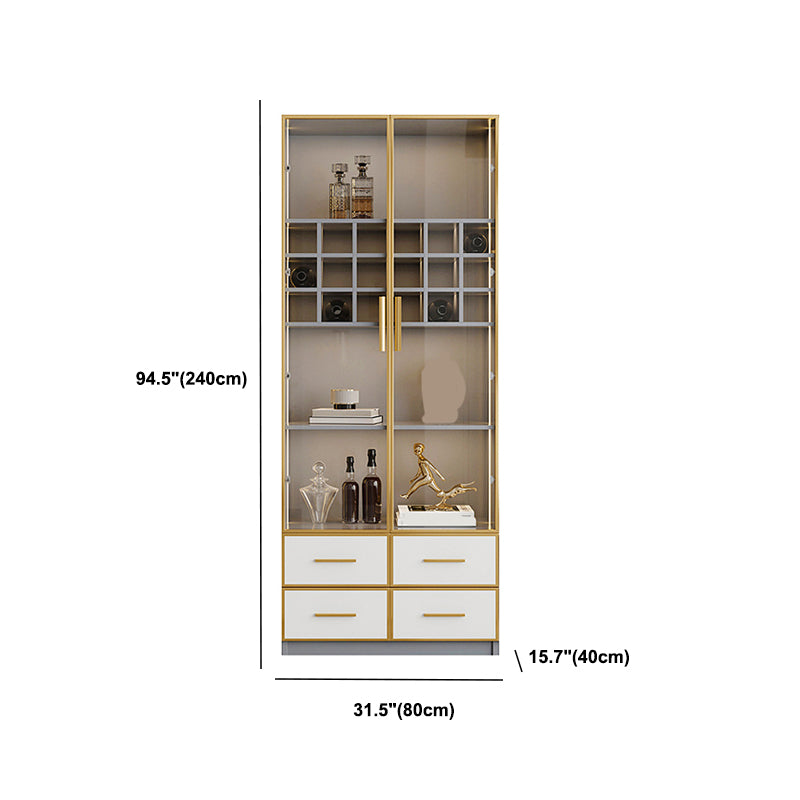 Glam Vertical Standard Bookshelf Manufactured Wood Bookcase with Glass Door