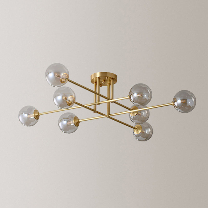 Modern Style Sputnik Shape Flush Mount Metal Ceiling Light in Gold for Living Room
