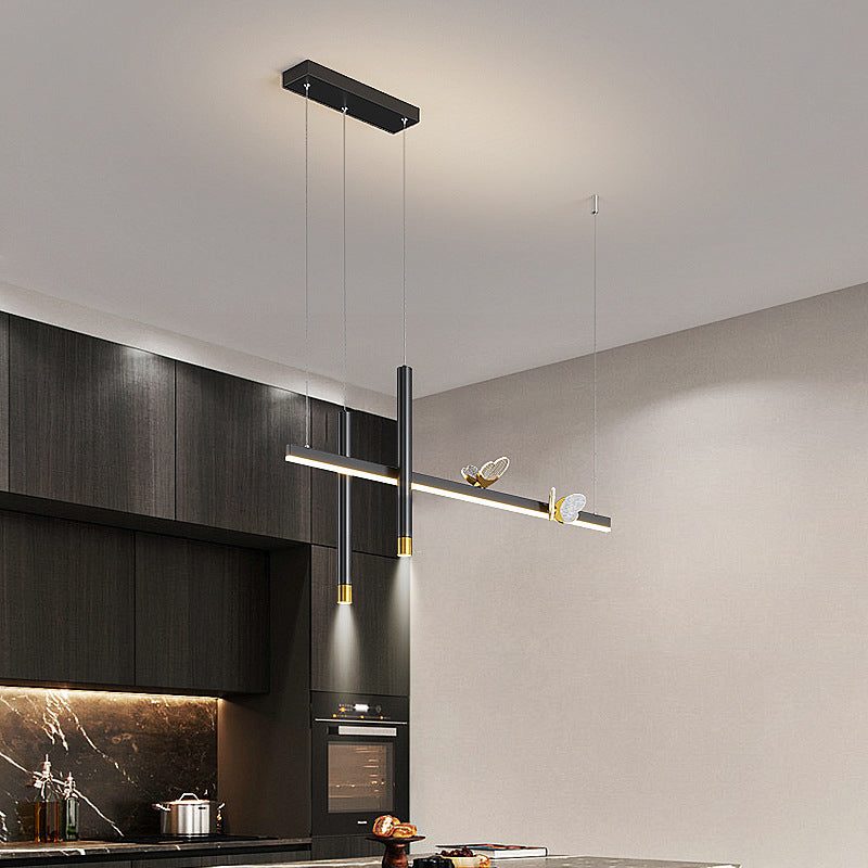 Modern Hanging Ceiling Light 5 Light Pendant Lighting Fixtures in Black Finish