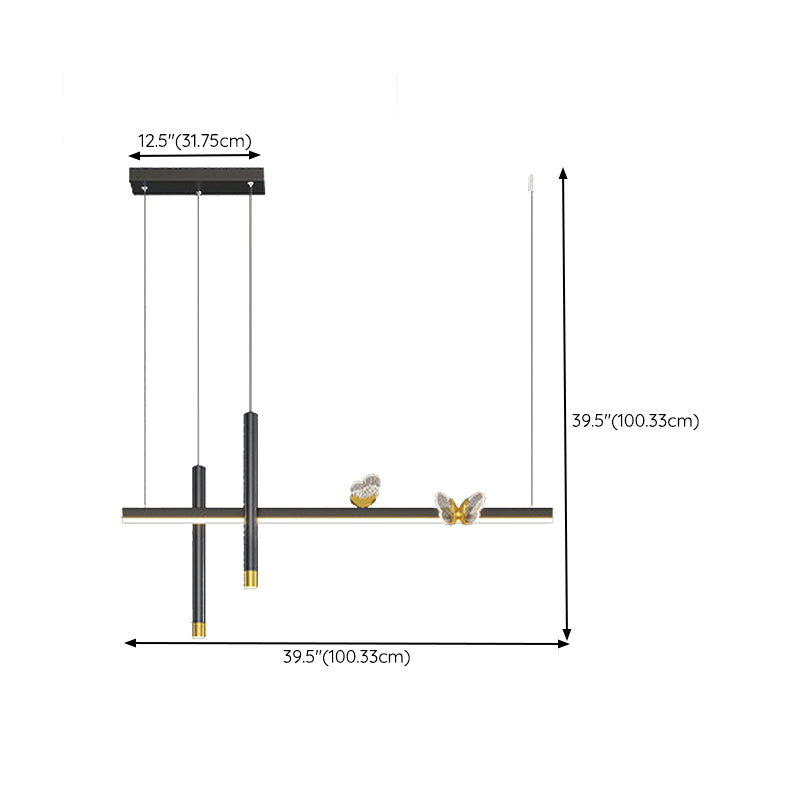 Modern Hanging Ceiling Light 5 Light Pendant Lighting Fixtures in Black Finish