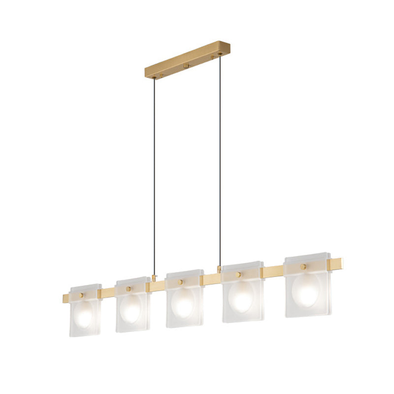 Multiple-Light Rectangular Island Pendant Modern Glass Island Lighting