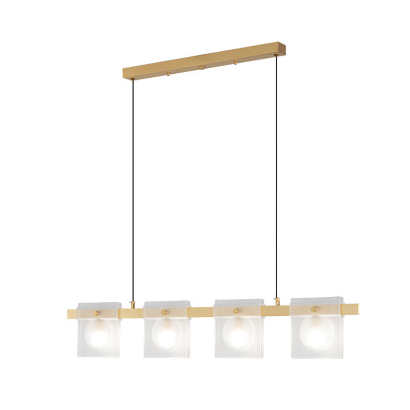 Multiple-Light Rectangular Island Pendant Modern Glass Island Lighting