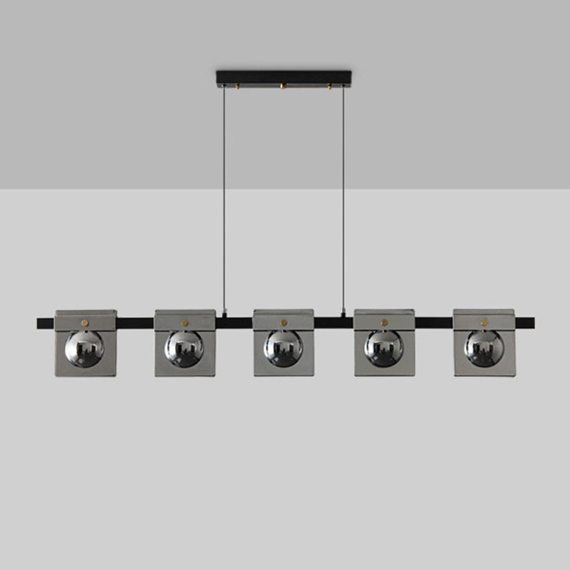 Multiple-Light Rectangular Island Pendant Modern Glass Island Lighting