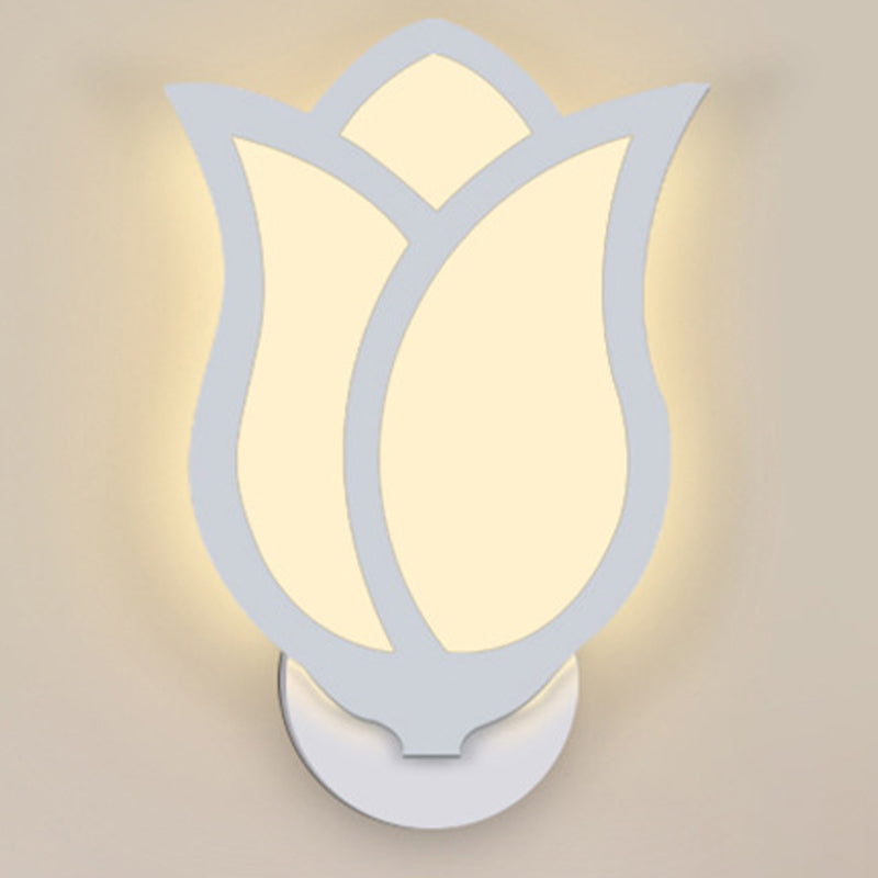 Flower Shape Wall Lamp Modern Style Acrylic 1 Light Sconce in White