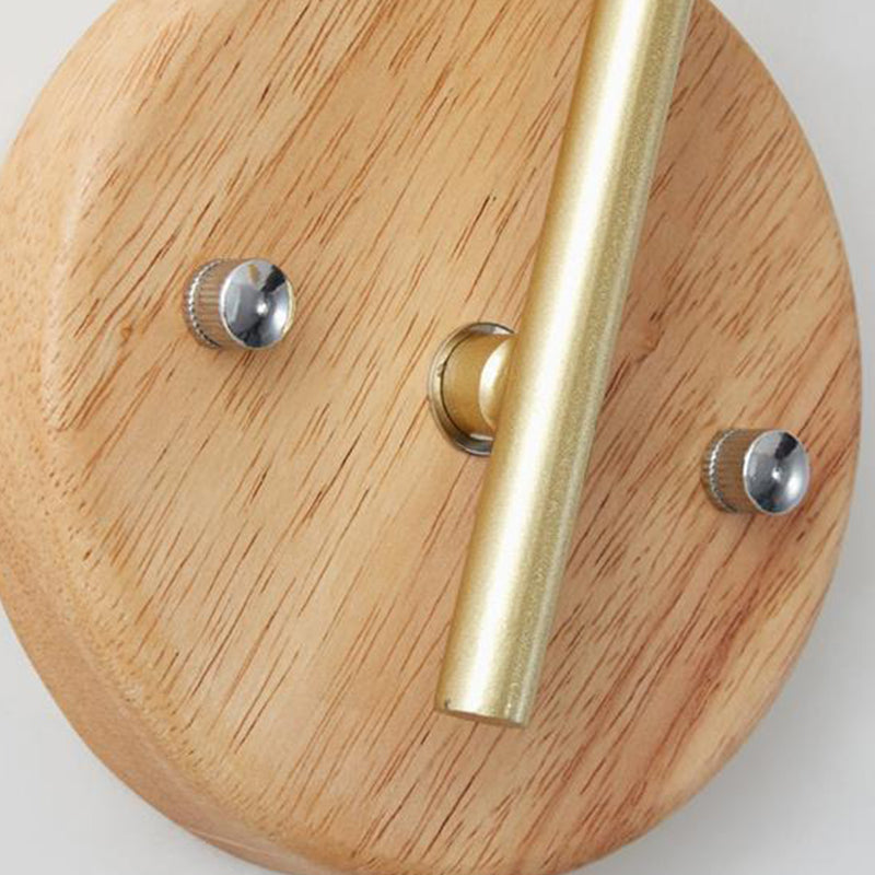 Single Modernism Beige Wall Mounted Sconce Shaded Wall Light with Wood